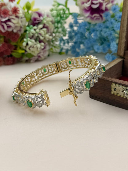 Amelia American Diamond Two Tone Bangles (Openable)