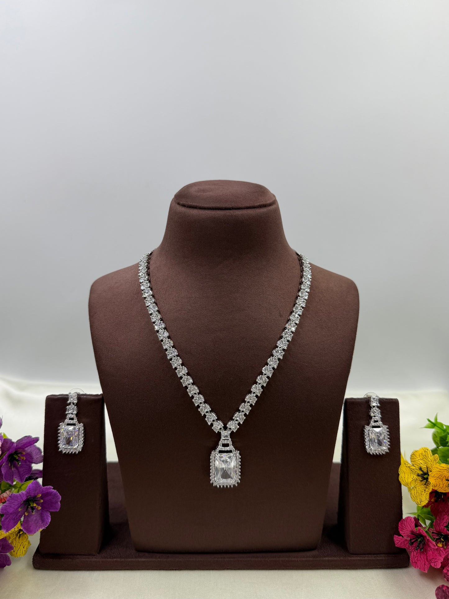 Isla American Diamond Semi Long Necklace