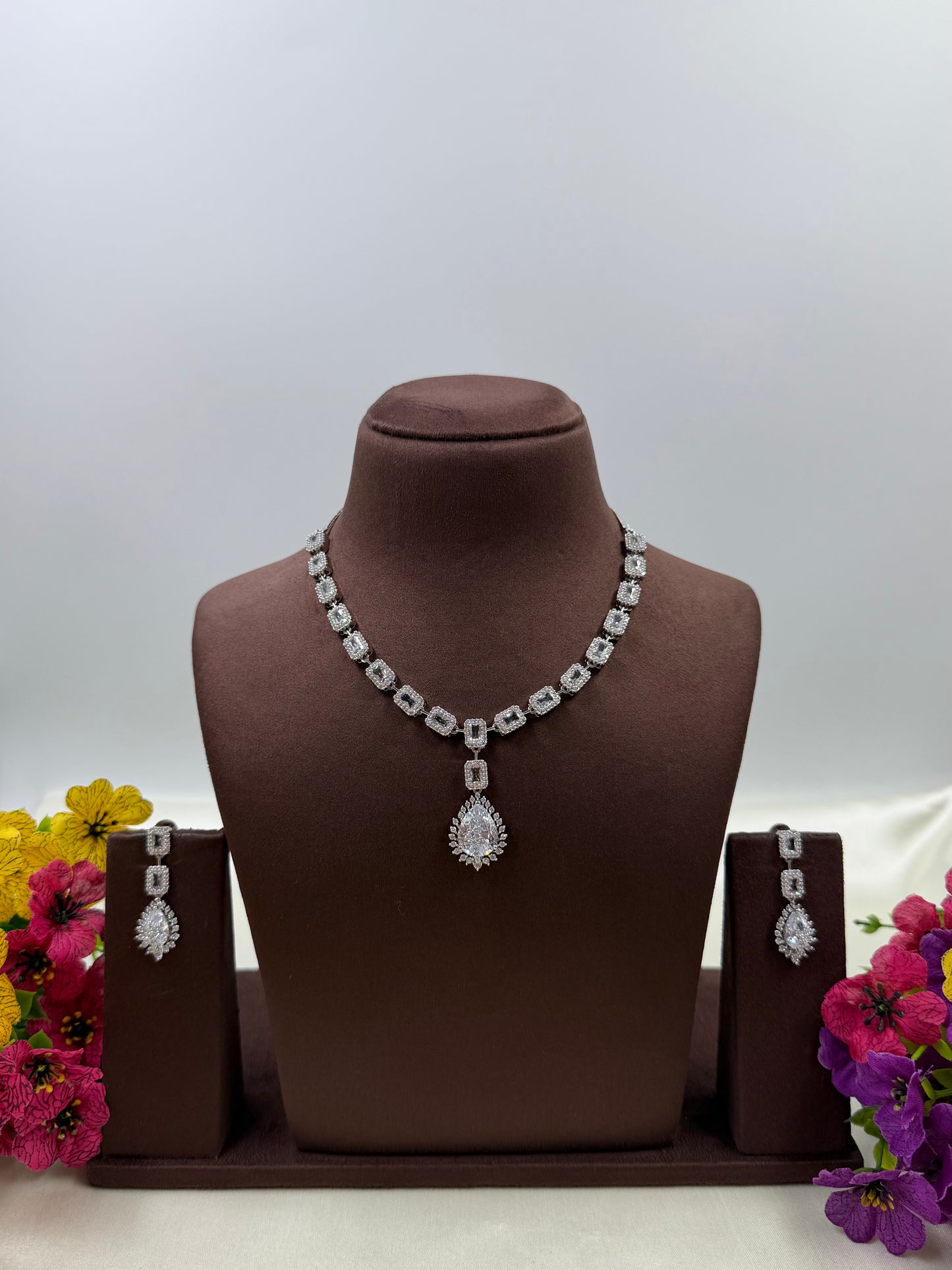 Suvarna Delicate American Diamond Necklace ￼