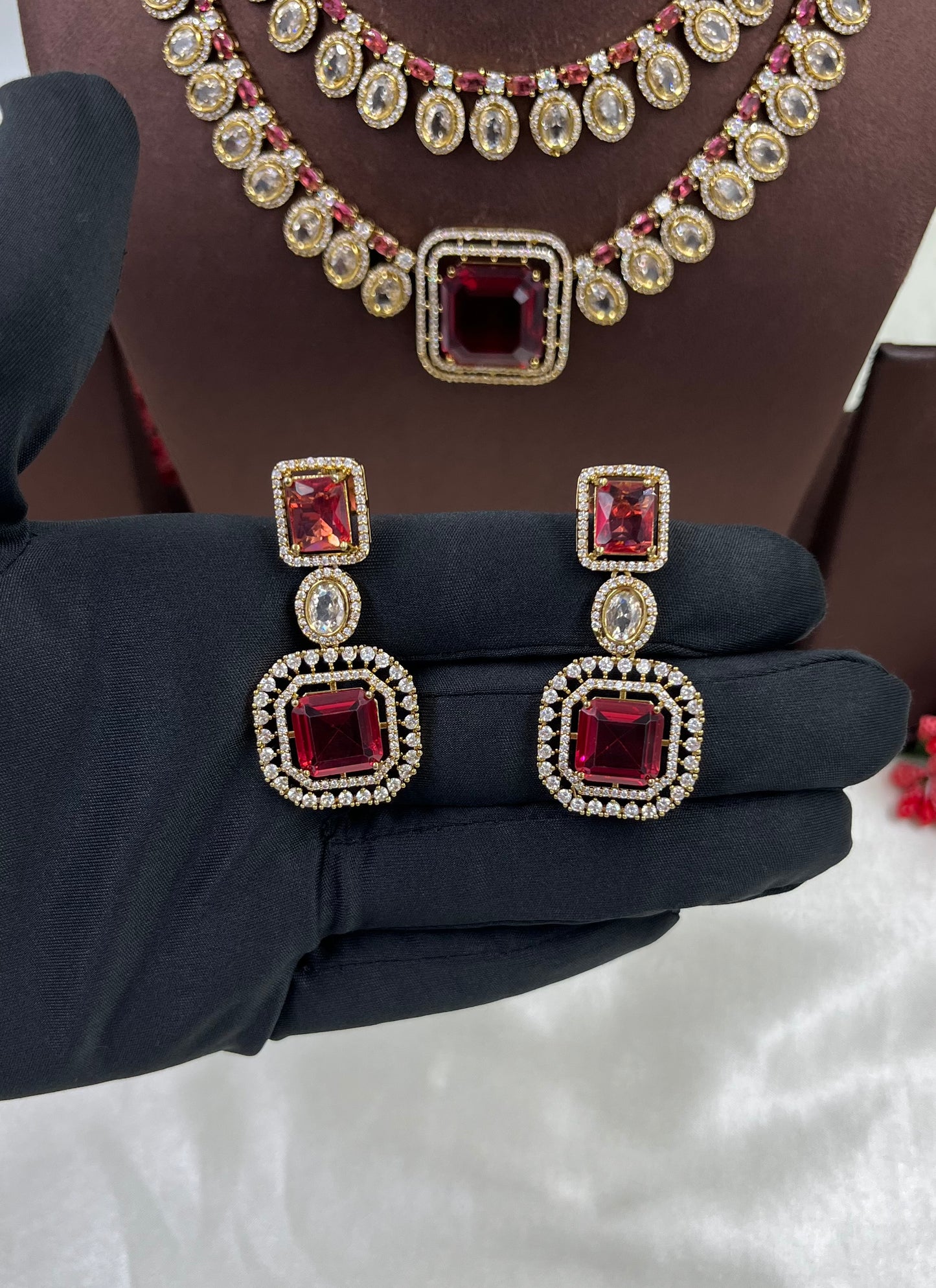 MINA VICTORIAN DOUBLE LAYERED NECKLACE SET