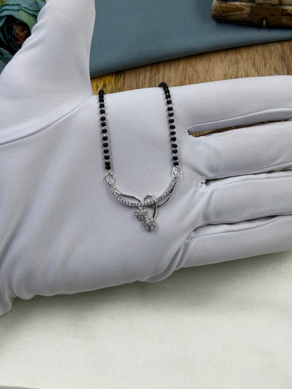 Floral Diamond Silver Mangalsutra