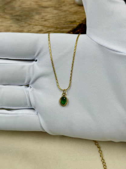 Minimal Oval Gem Gold Chain