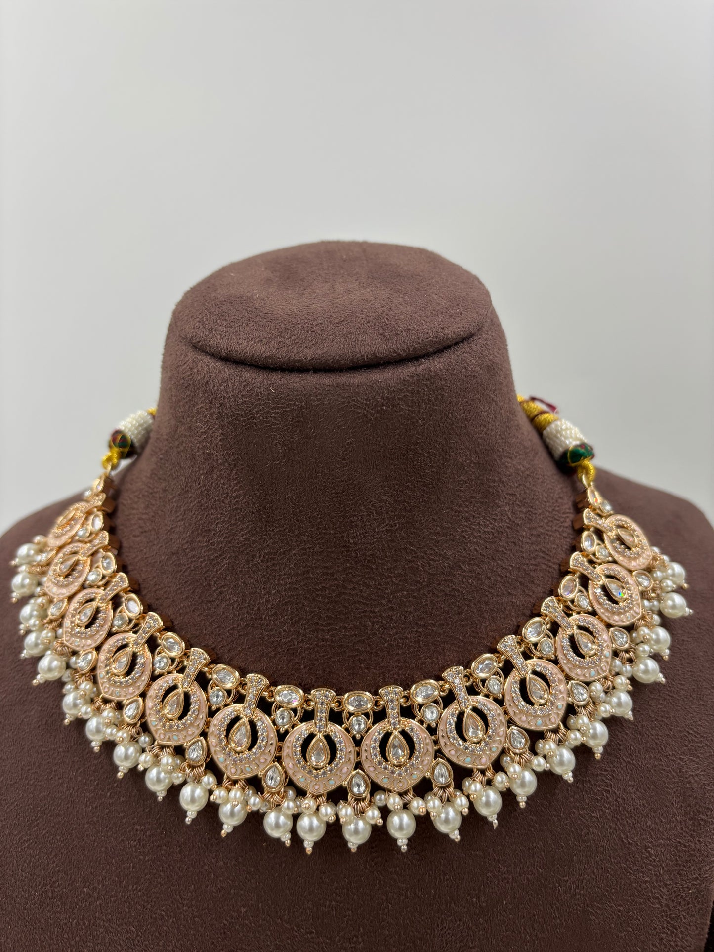 NOOR MOISSANITE KUNDAN PEARL NECKLACE SET