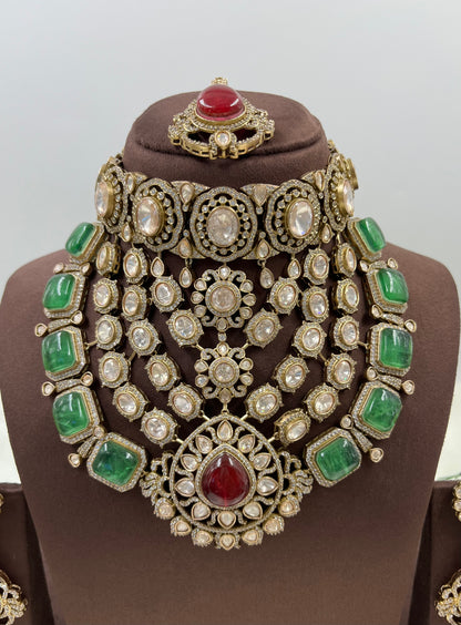 Noor Mahal Jaipuri Moissanite Kundan Choker Necklace