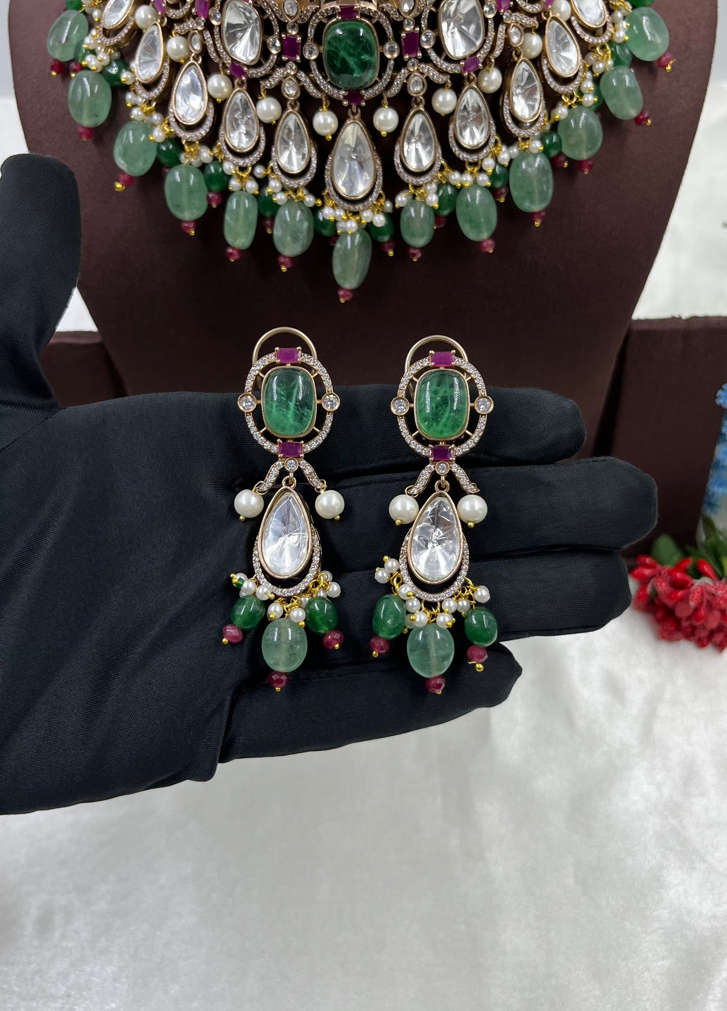 Brinda Jaipuri Moissanite Kundan Choker Necklace