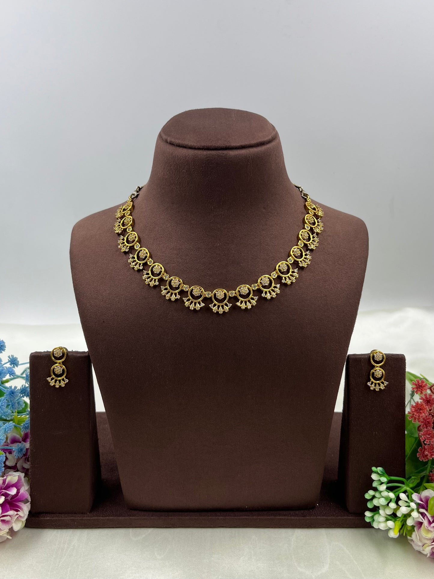 Fiona Delicate Golden Necklace Set - WHITE - Necklace