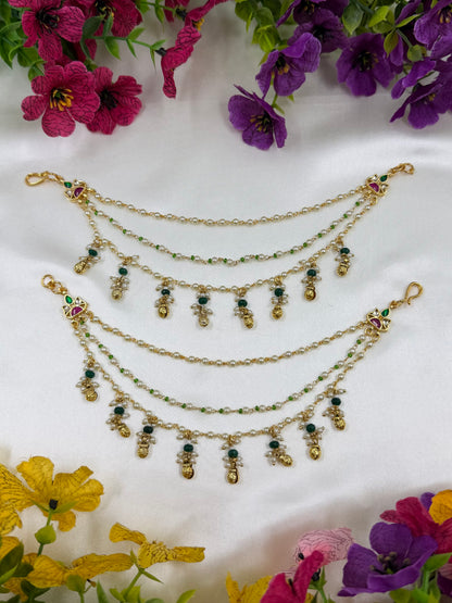 Yogita Pachi kundan Ear Chain