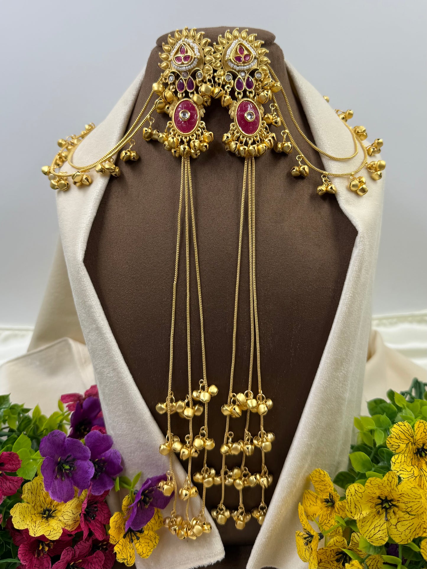 Vinita Kashmiri Jhumka Earring With Earchain