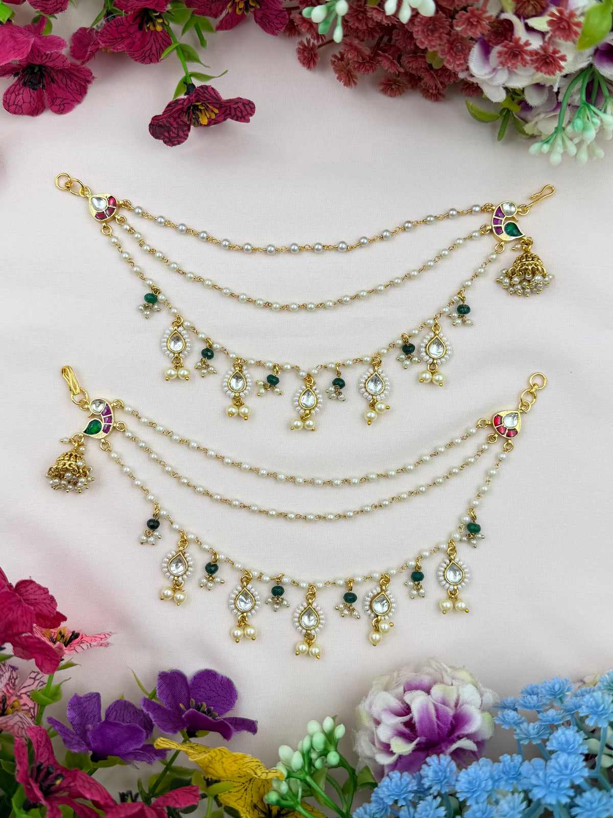 Swati Pachi Kundan Ear Chain