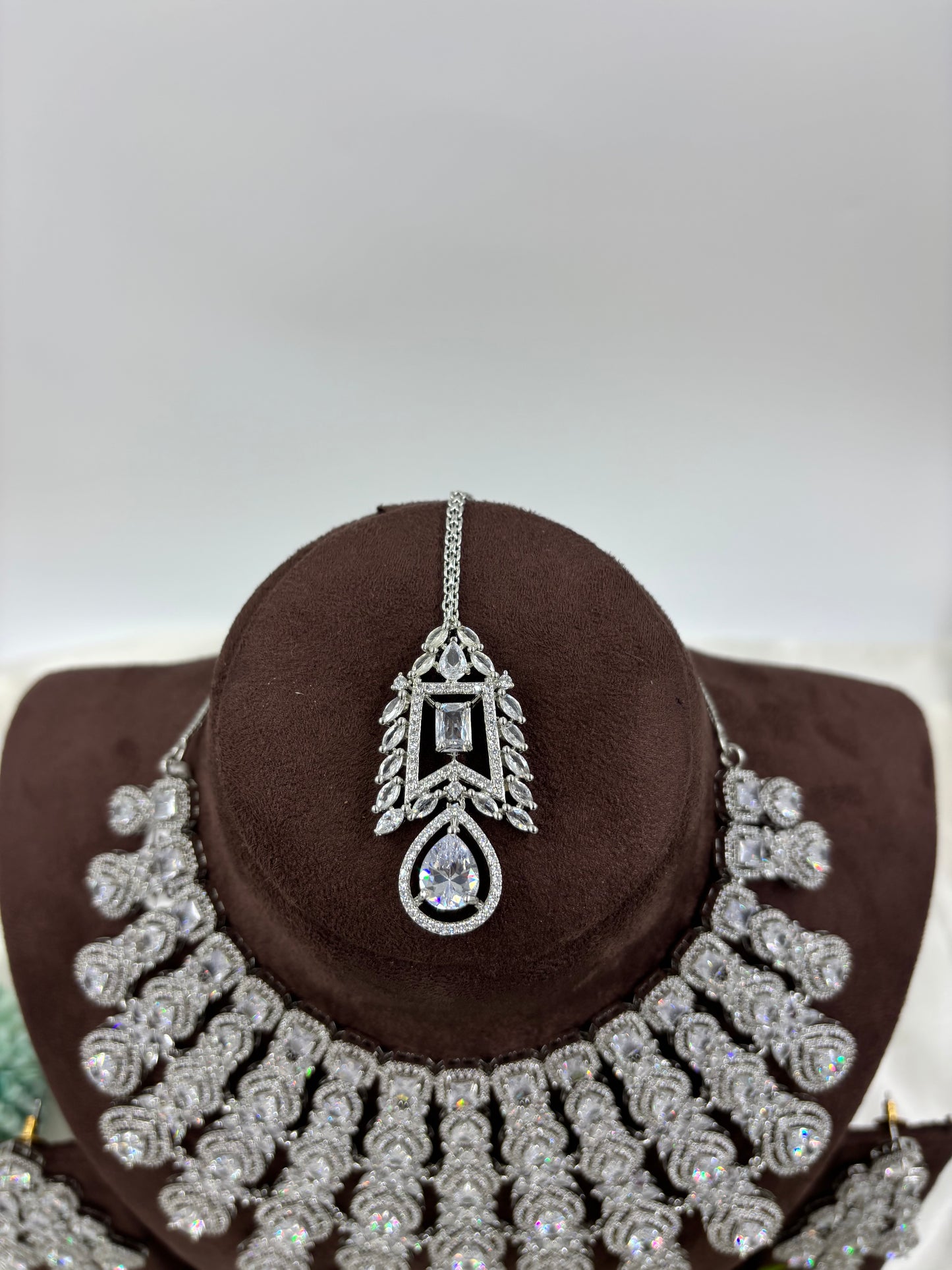 ROSE CZ PREMIUM AMERICAN DIMOND NECKLACE SET