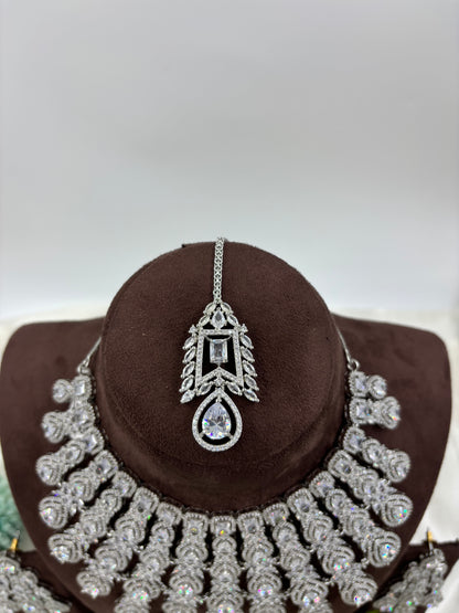 ROSE CZ PREMIUM AMERICAN DIMOND NECKLACE SET