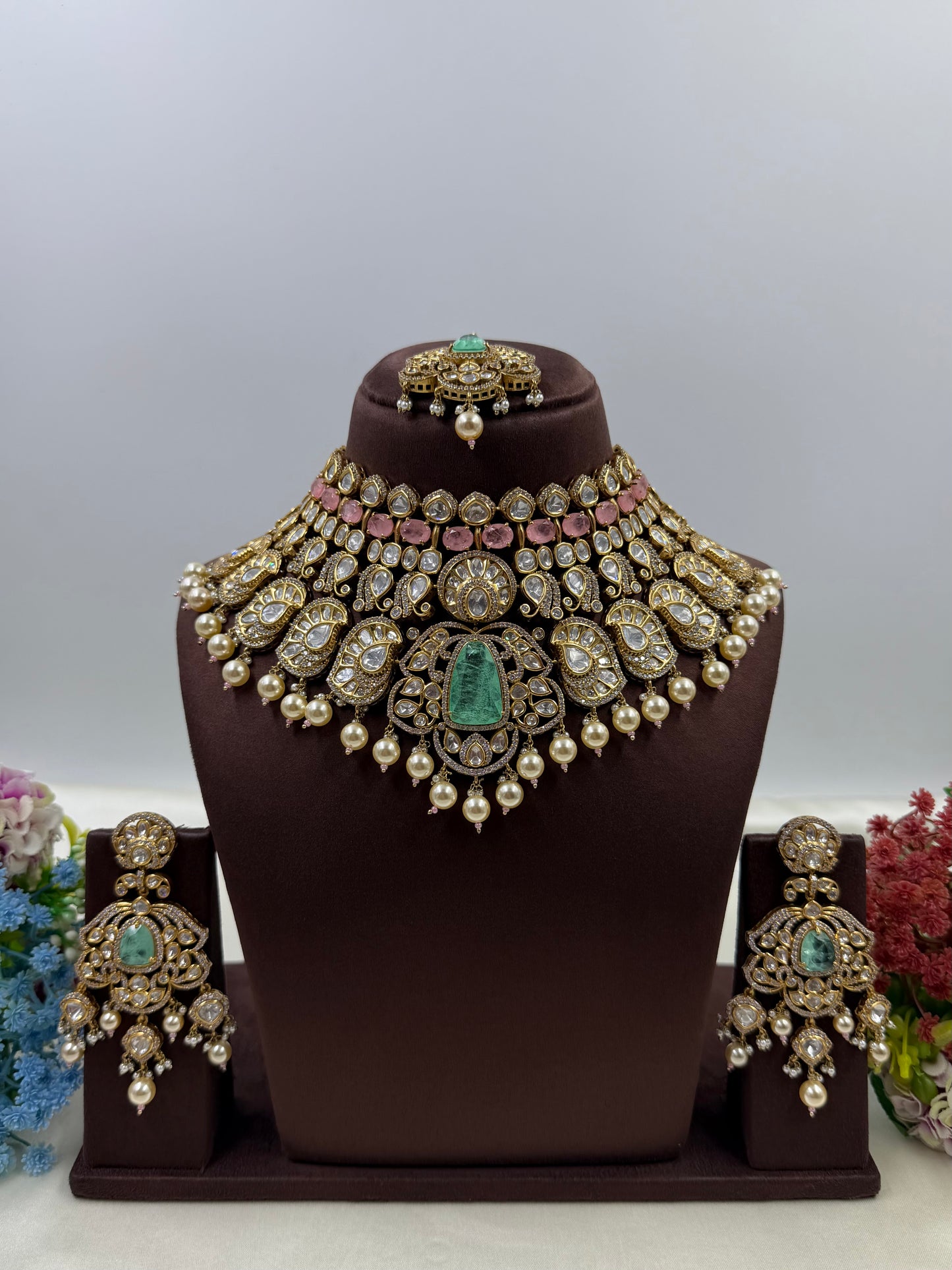 Tejaswini Victorian Moissanite Choker Necklace Set