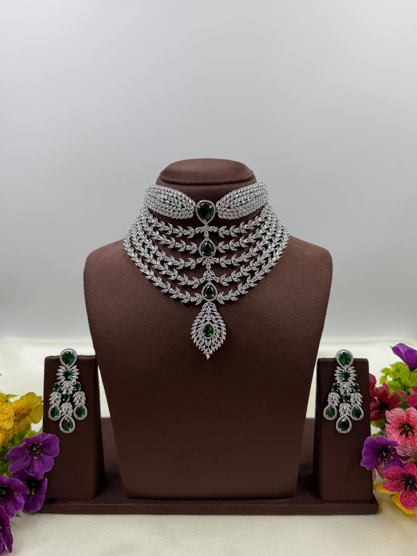 Aisha Premium American Diamond Choker Necklace
