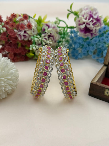 Mia American Diamond Two Tone Bangles (Openable)