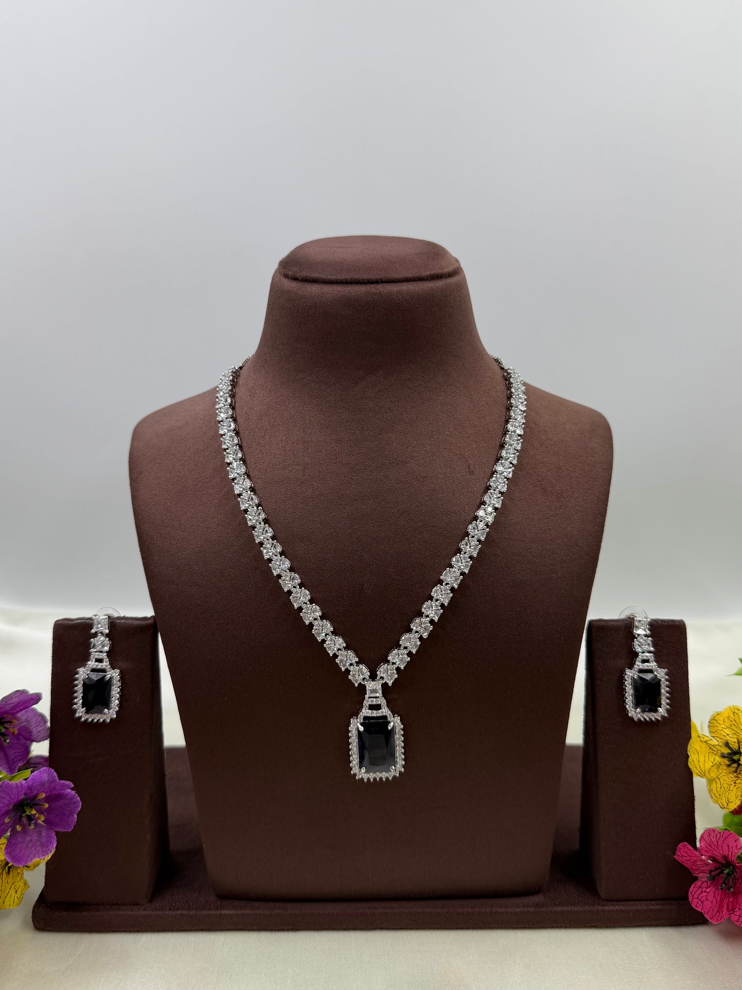 Isla American Diamond Semi Long Necklace