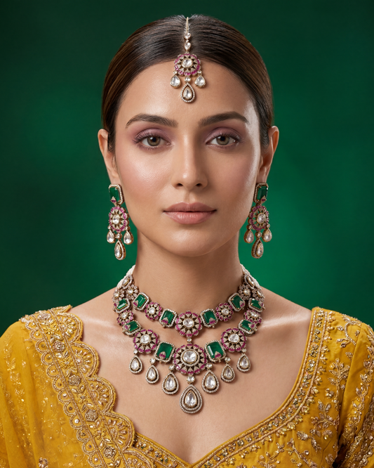 Vinita Victorian Moissanite Necklace Set