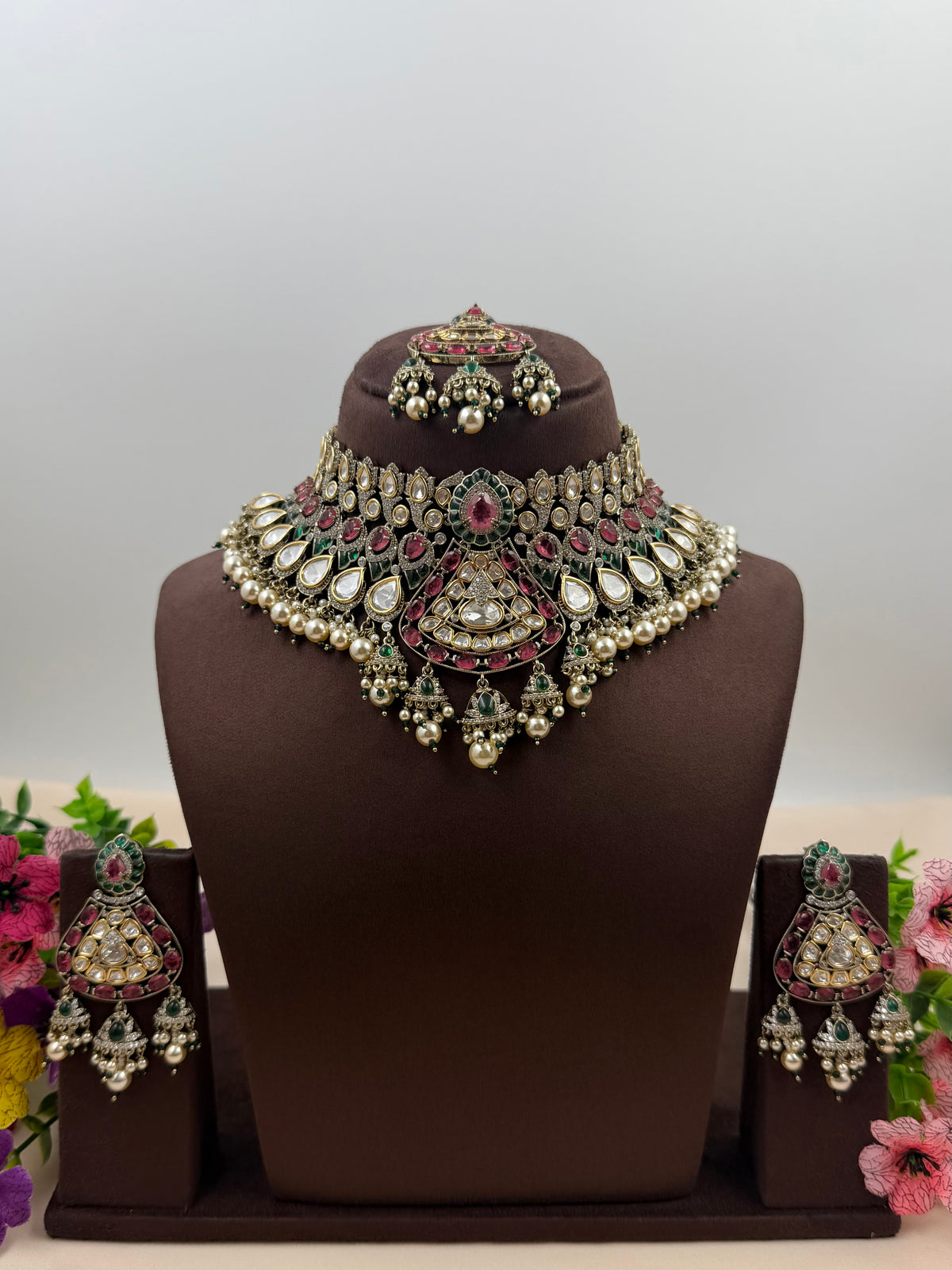 Utkarsha Victorian Moissanite Choker Necklace Set