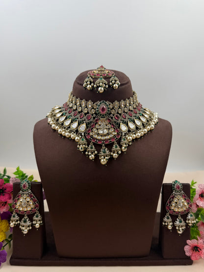 Utkarsha Victorian Moissanite Choker Necklace Set