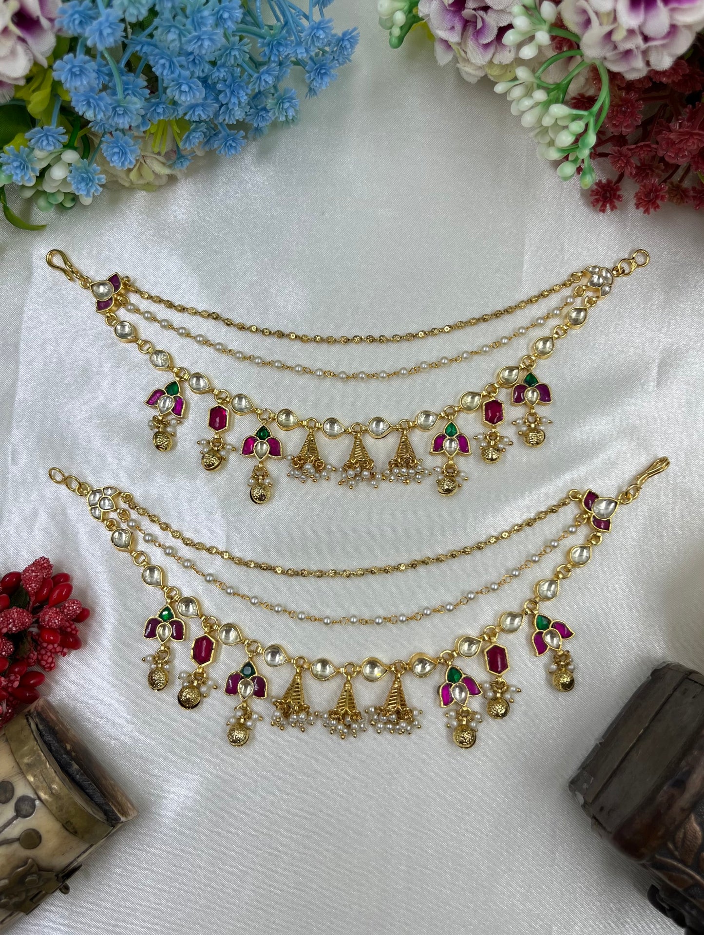 Riti Premium Pachi Kundan Ear Chain