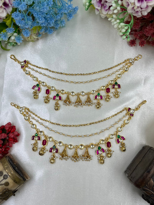 Riti Premium Pachi Kundan Ear Chain