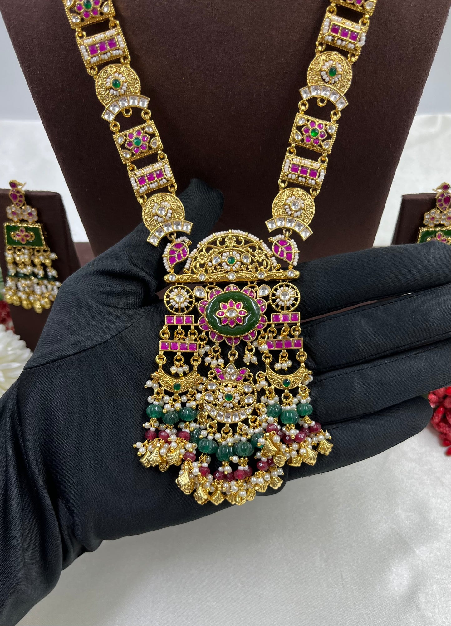 Sura Pachi Kundan Combo Set