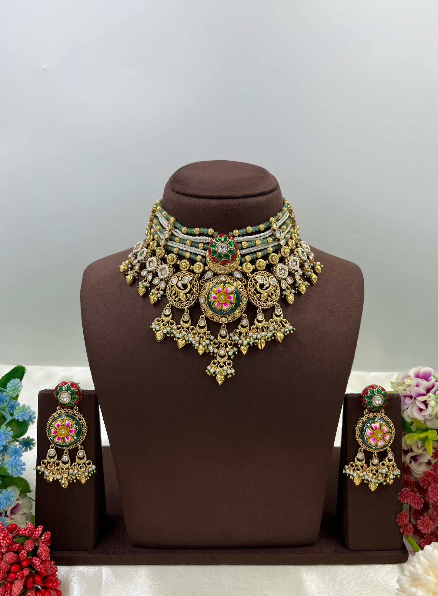 Devika Premium Antique Gold Necklace Set