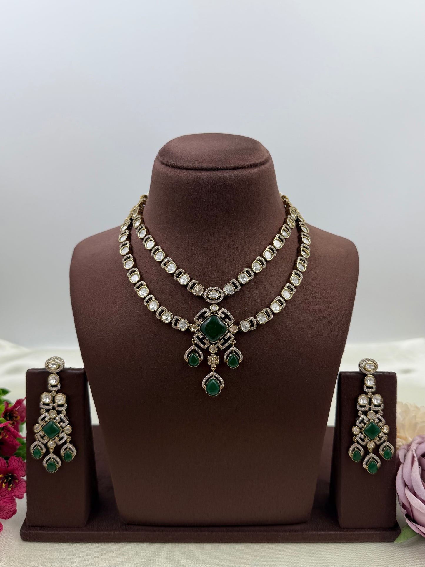Charvi Premium Victorian Double Layer Necklace Set