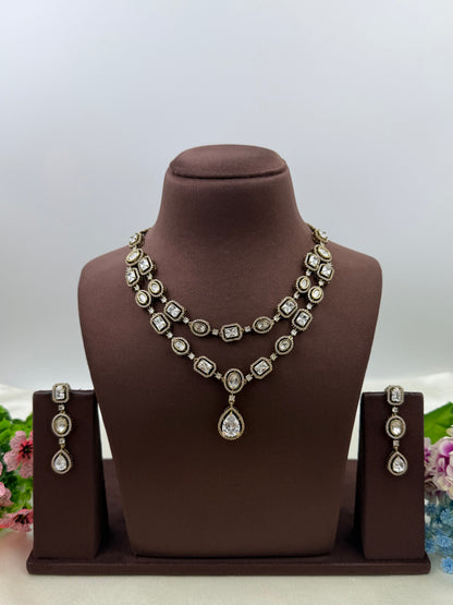 Megha Victorian Double Layer Necklace Set