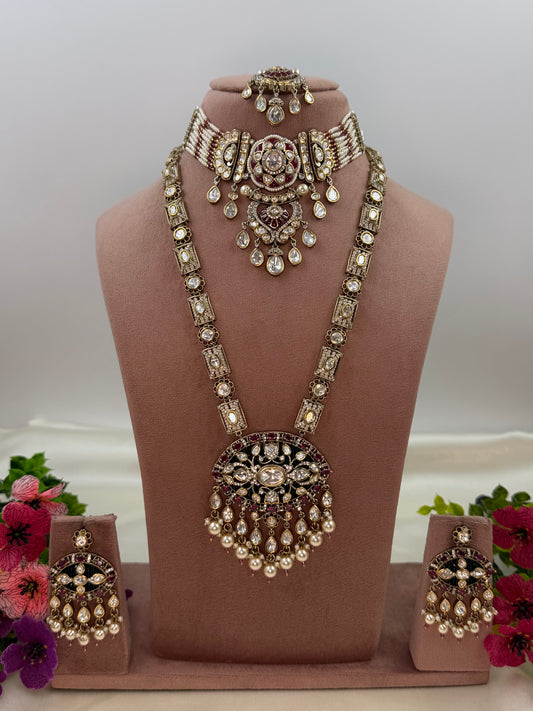 Kasturi Victorian Premium Combo Necklace Set