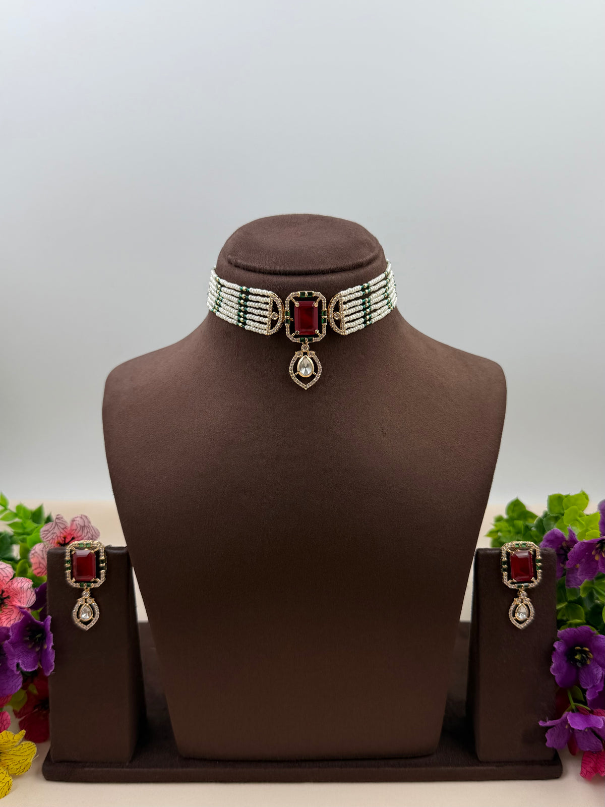 Nandita Moissanite Choker Necklace Set