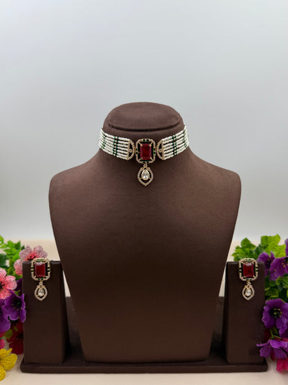 Nandita Moissanite Choker Necklace Set