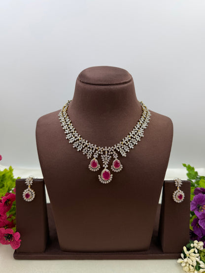 Nicole American Diamond Two Tone Delicate Necklace