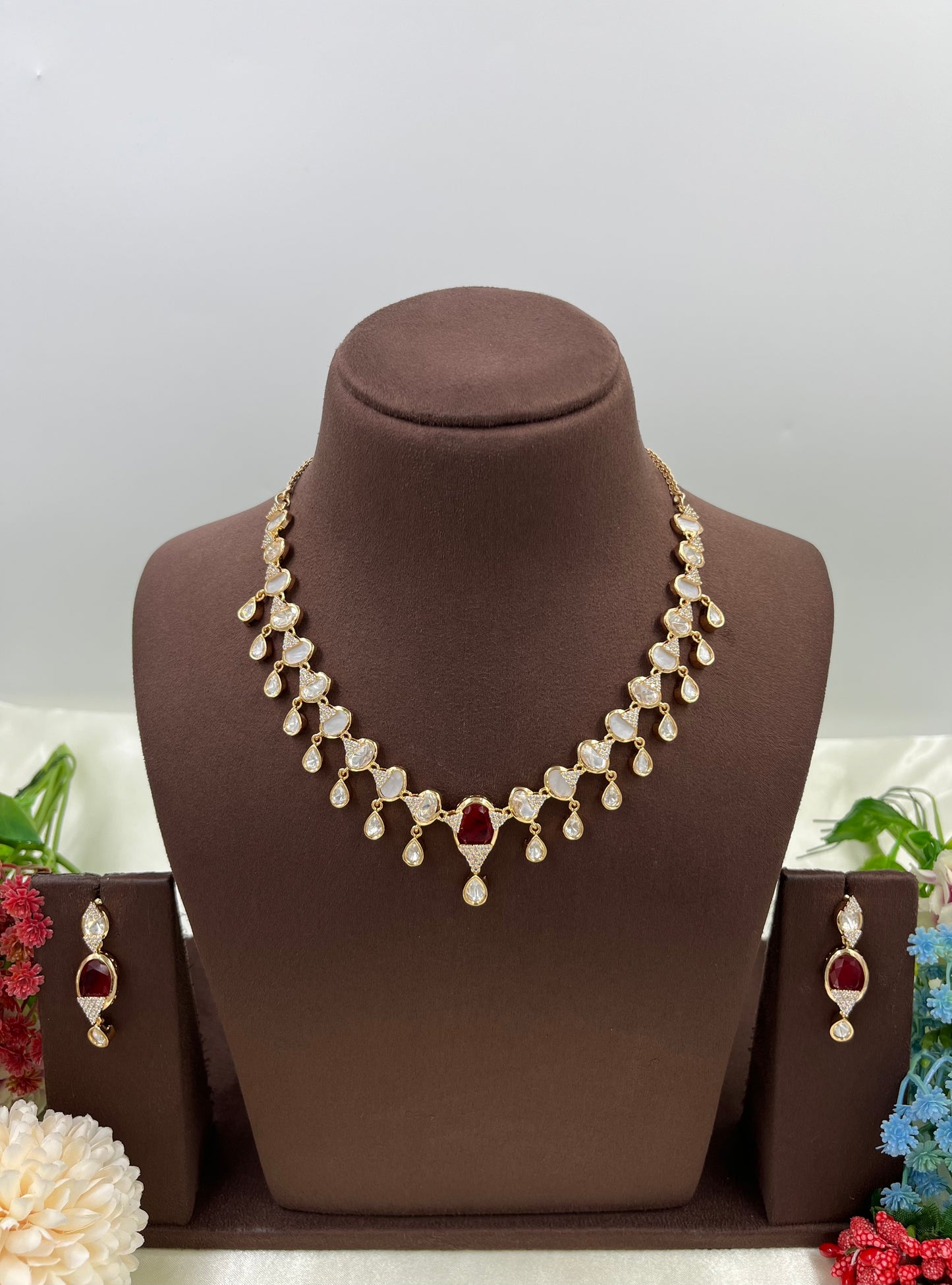 Deza Dangling Moissanite Kundan Necklace