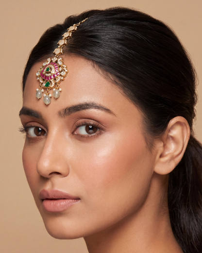 Shobana Victorian Pachi Kundan Mang Tika