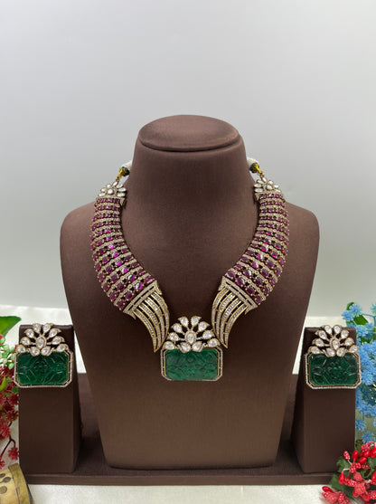 Kunti Jaipuri Moissanite Kundan Necklace