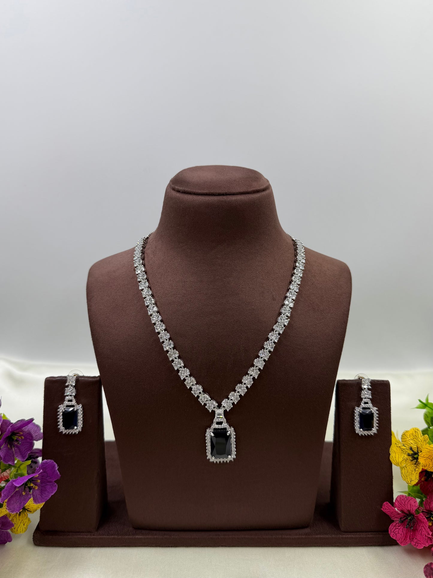 Isla American Diamond Semi Long Necklace