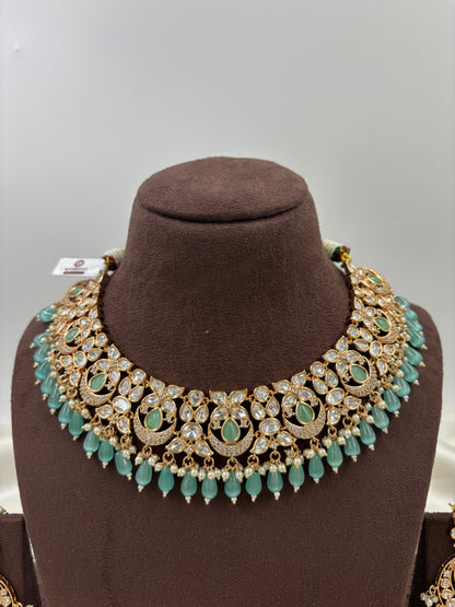 ZEENAT MOISSANITE KUNDAN PEARL NECKLACE SET