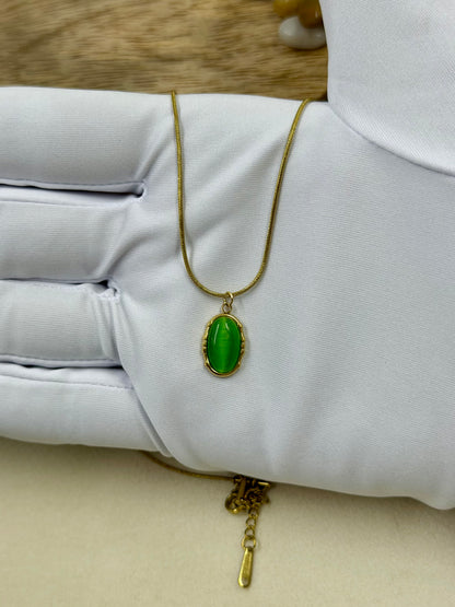 Green Stone Gold Chain