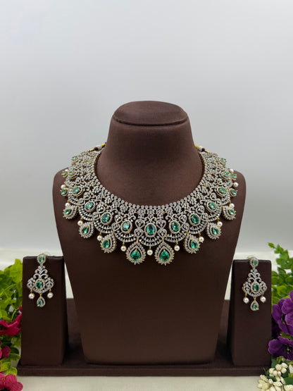 Sara American Diamond Two Tone Necklace Set