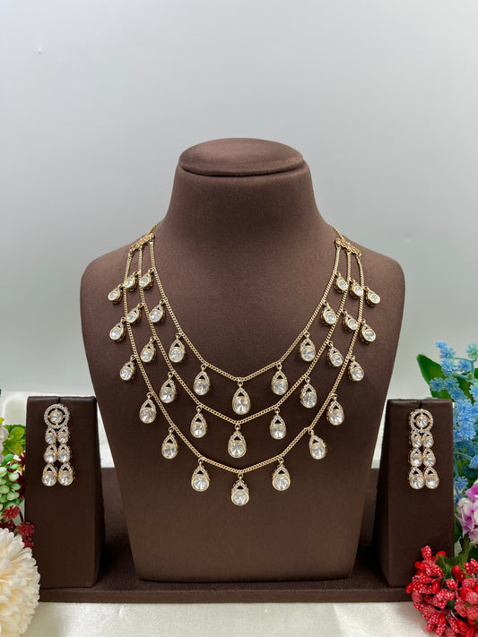 Three Layer Drops Moissanite Chain Pendant