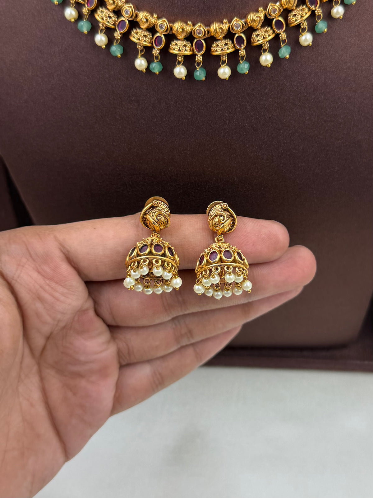 Sharvari South Temple Delicate Necklace Set