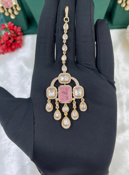 Viva Moissanite Kundan Semi Bridal Necklace Set