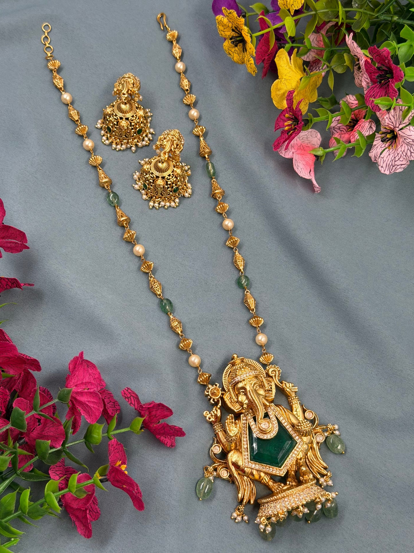 Madhuri South Indian Temple Semi-Long Necklace