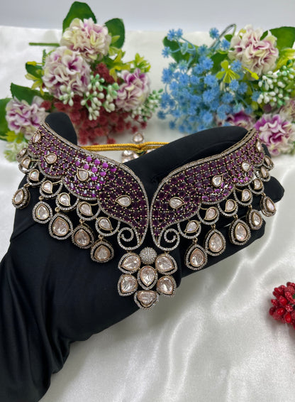 Meera Jaipuri Moissanite Kundan Choker Necklace