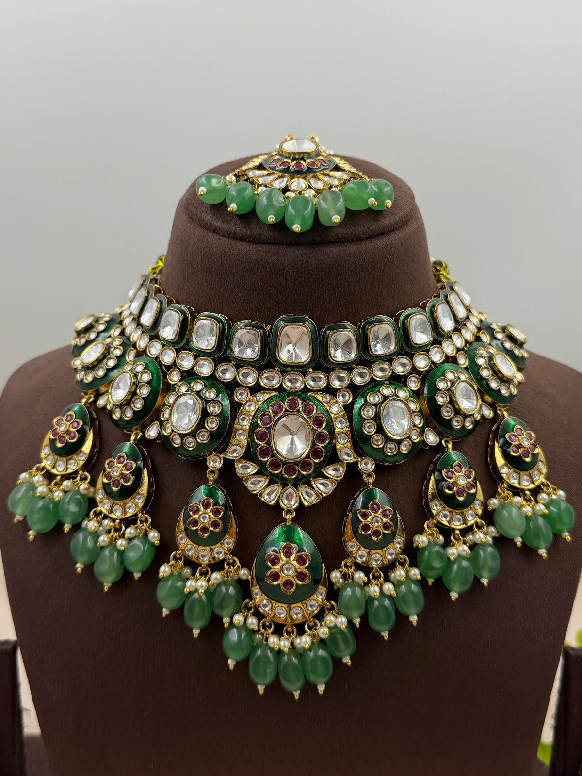 Vishakha Premium Polki Choker Necklace Set