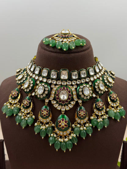 Vishakha Premium Polki Choker Necklace Set
