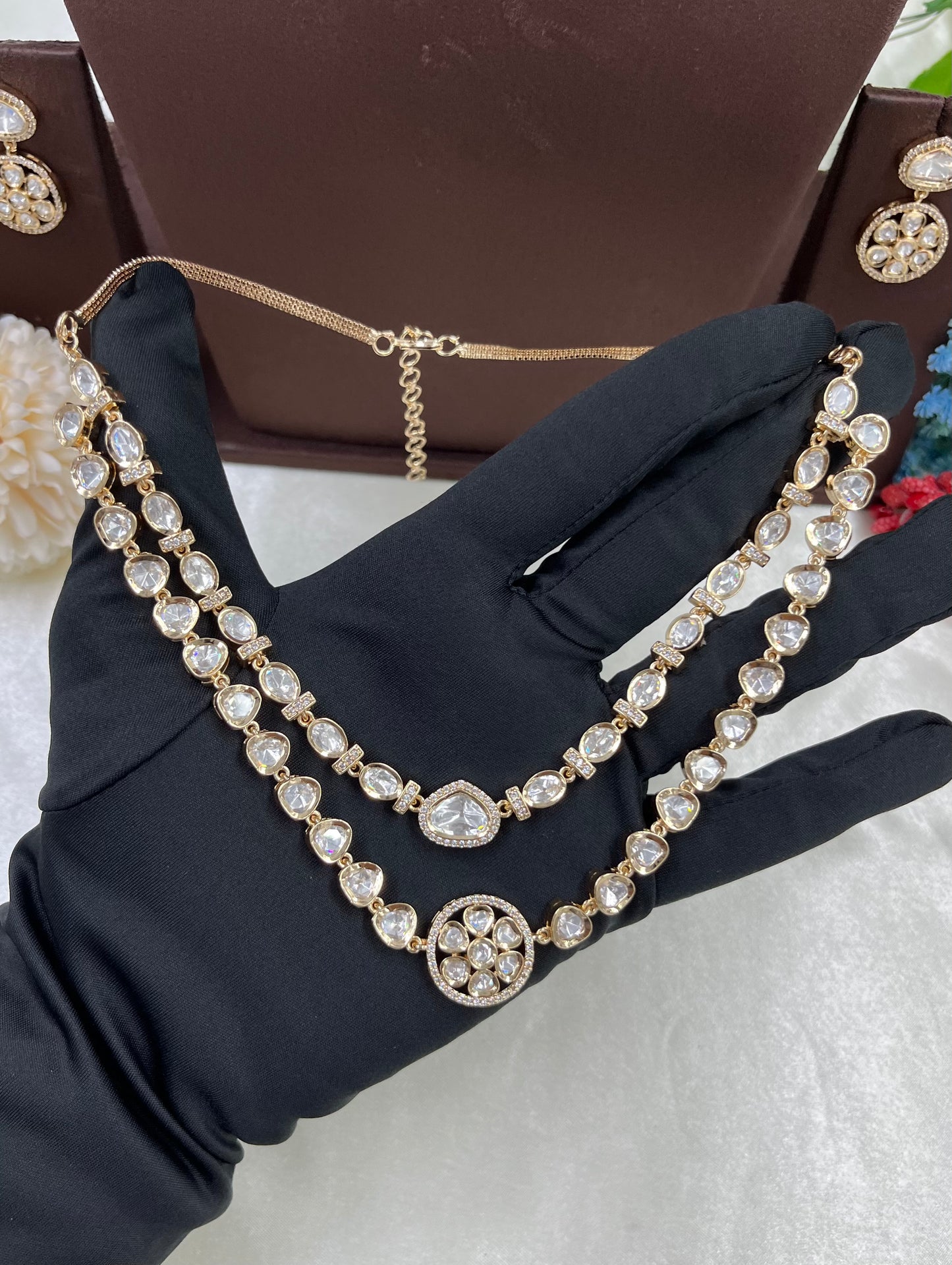 Pranjal Double layer moissanite kundan Necklace