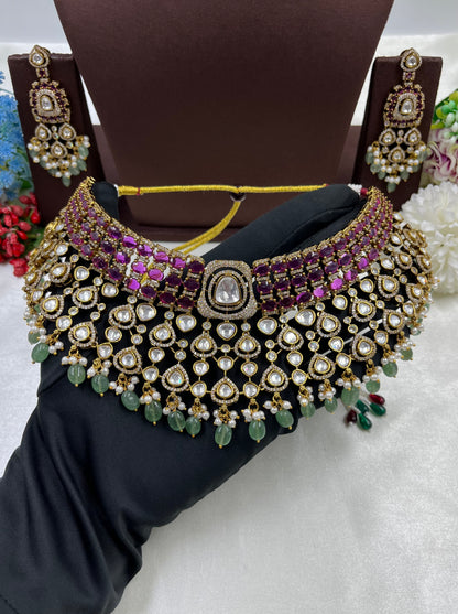 Ruby Reina Moissanite Kundan Necklace