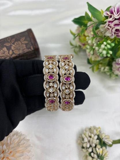 Dehna Moissanite Kundan Premium Bangles Set