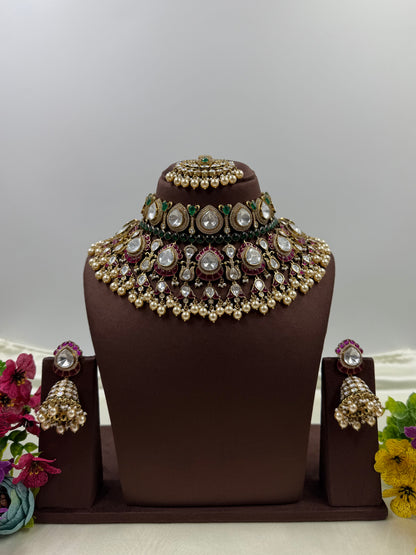 Bharathi Victorian Moissanite Choker Necklace Set